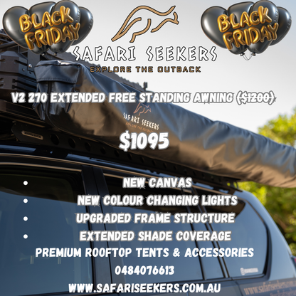 SAFARI SEEKERS AWNING: '270 EXT FREE STANDING DEGREE AWNING'